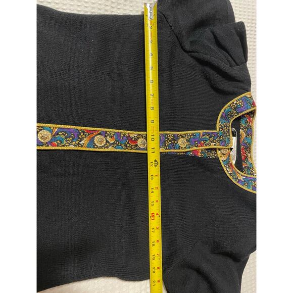 VTG Anne Crimmins for Umi Collections Black Floral Pleated Silk Skirt Set Med 10 - Picture 14 of 16